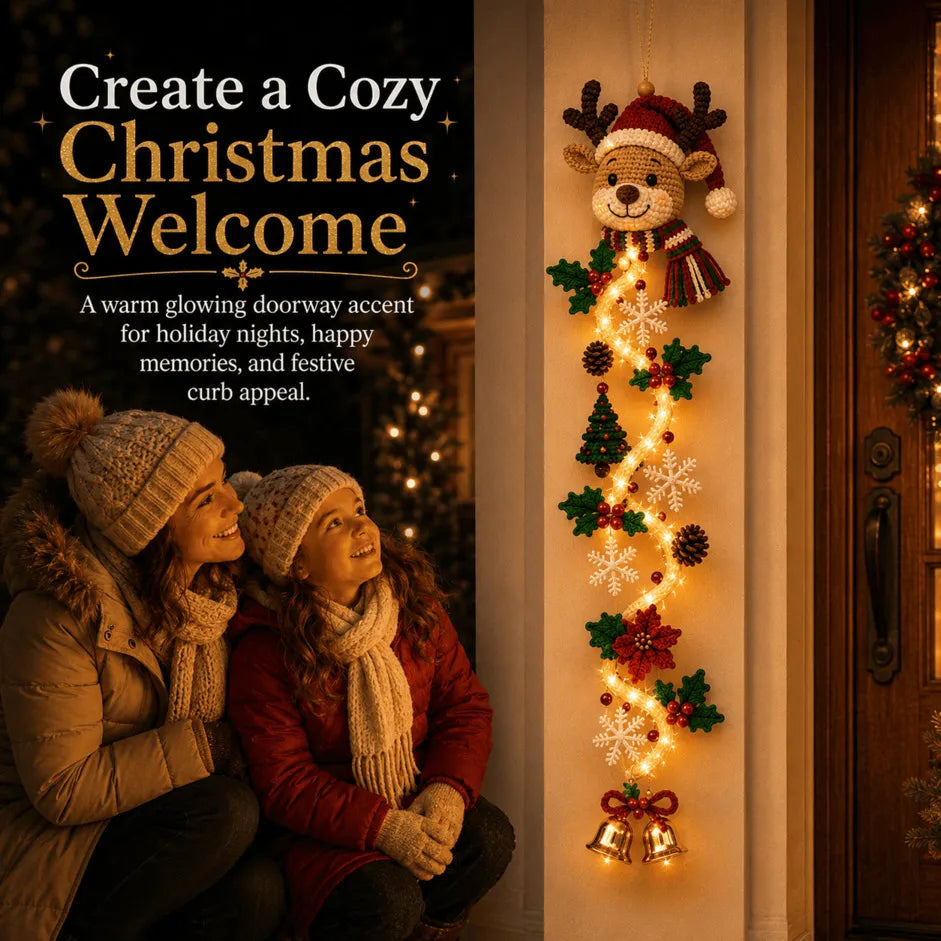 ⏳ Last Day 49% OFF – 🎄MerryCascade™ Glowing Christmas Door Hanger | 6 Festive Light Designs✨