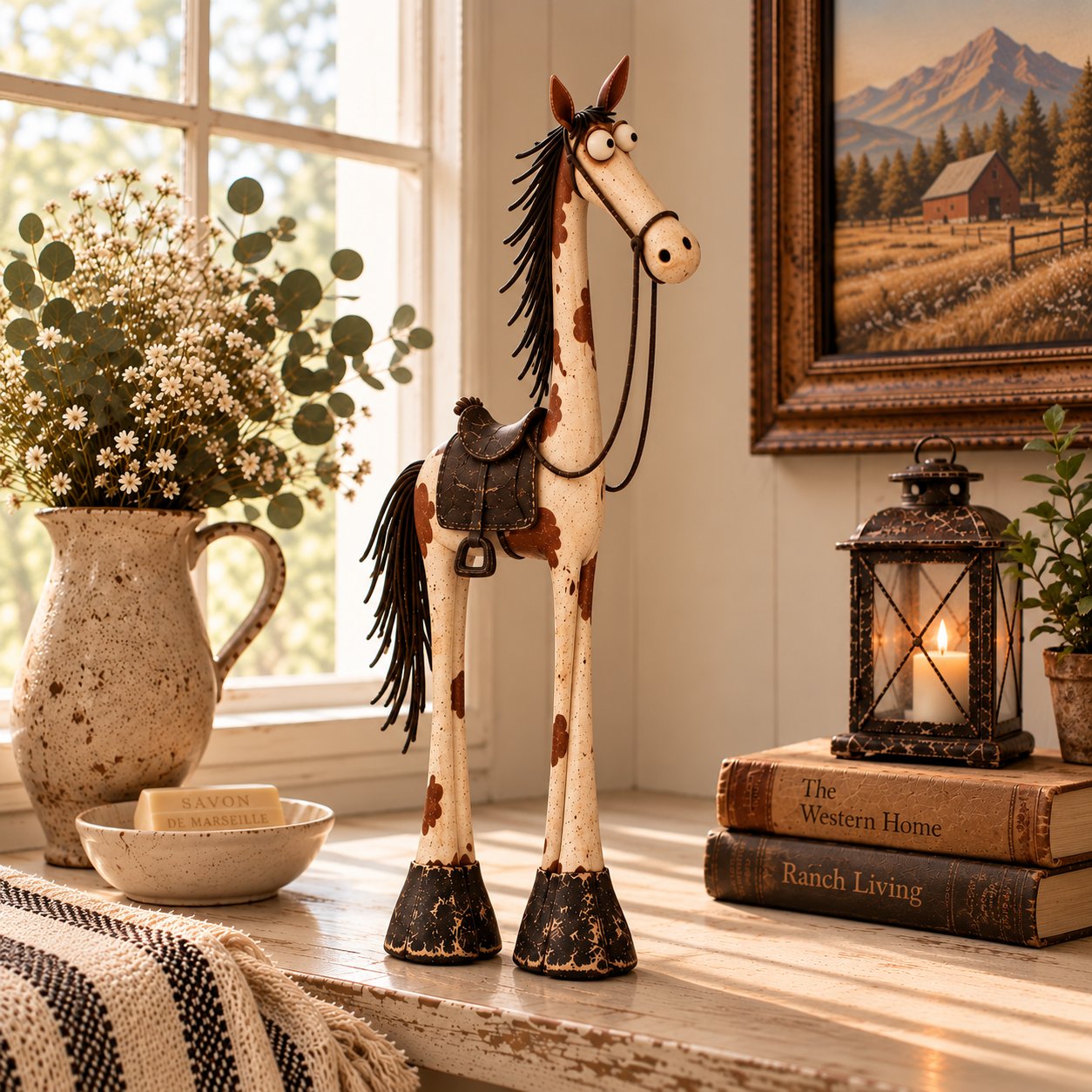 🤠🐴 Whimsical Western Cowboy & Horse Figurine Duo 🌵