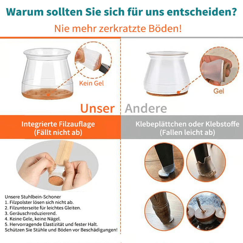 ✨ Universal Rubber Chair Leg Protectors - Suitable for all chair leg shapes, scratch-resistant and durable, the ultimate solution to protect your floors