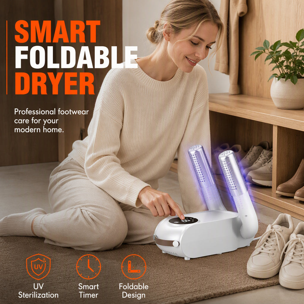 👟Foldable shoe dryer with smart timer and UV light